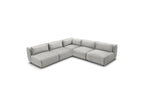 Jeanne - Modular Fixed Corner Sofa - Velvet Fabric with 4 Armless Chairs and 1 Corner Unit