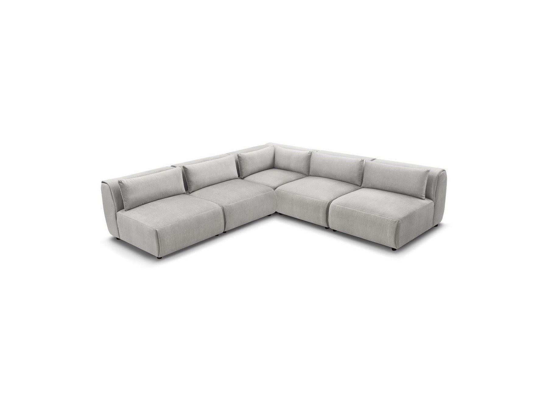 Jeanne - Modular Fixed Corner Sofa - Velvet Fabric with 4 Armless Chairs and 1 Corner Unit