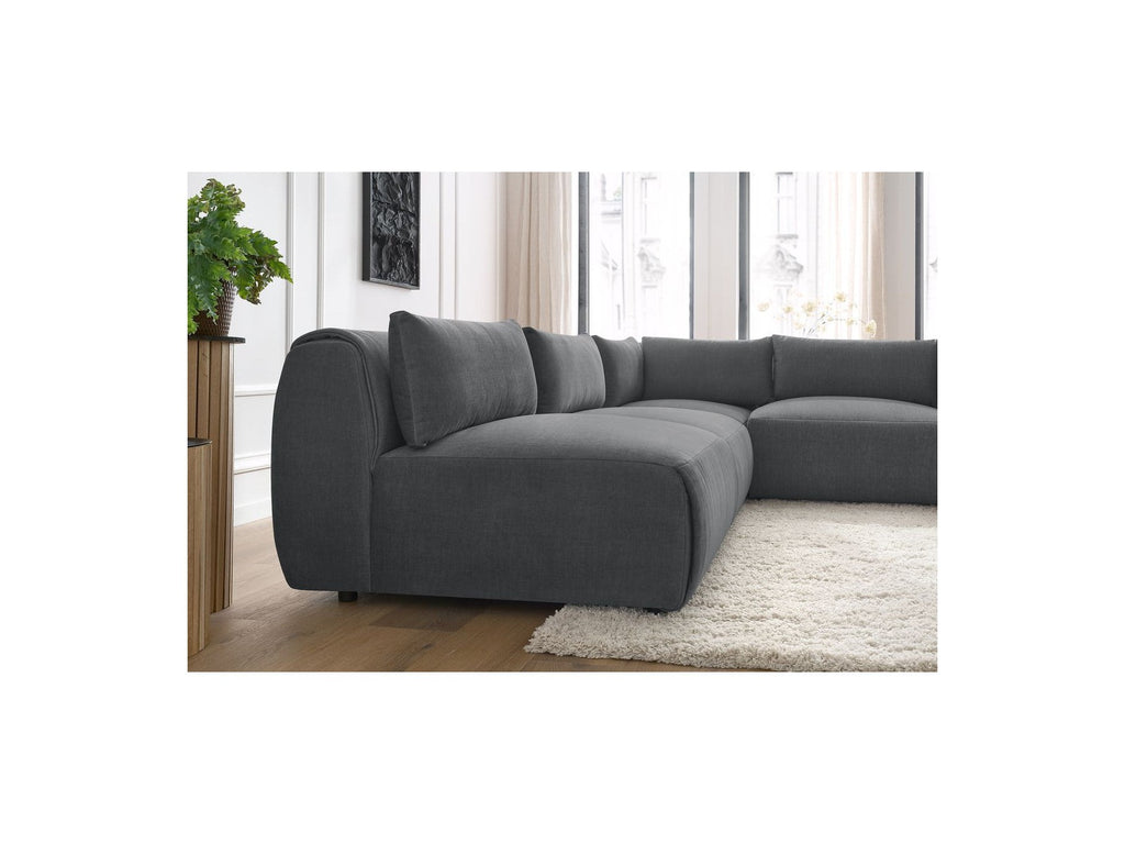 Jeanne - Modular Fixed Corner Sofa - Velvet Fabric with 4 Armless Chairs and 1 Corner Unit