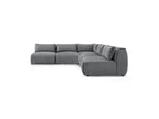 Jeanne - Modular Fixed Corner Sofa - Velvet Fabric with 4 Armless Chairs and 1 Corner Unit