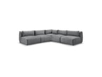 Jeanne - Modular Fixed Corner Sofa - Velvet Fabric with 4 Armless Chairs and 1 Corner Unit