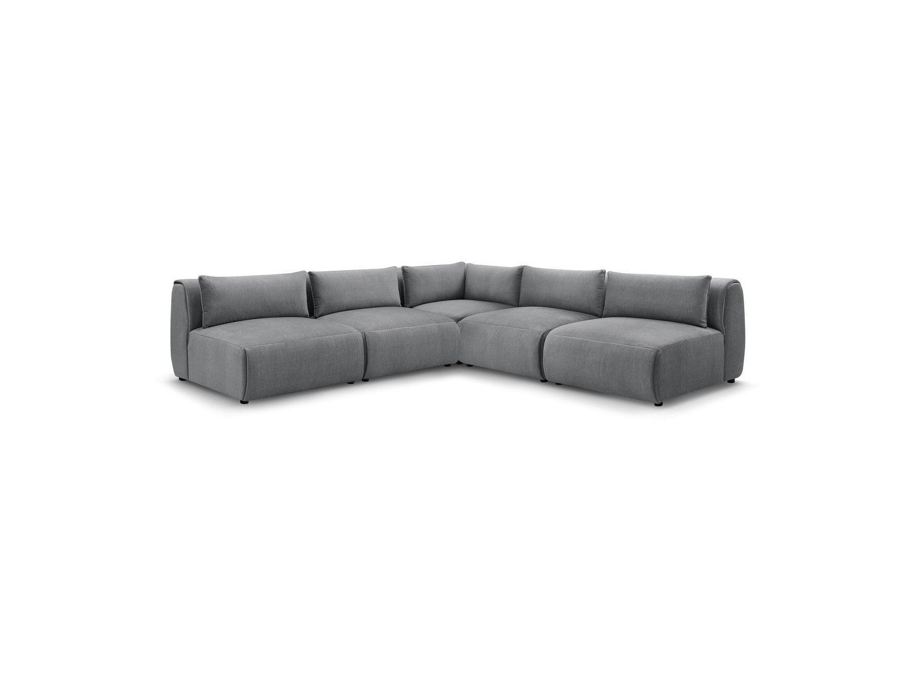 Jeanne - Modular Fixed Corner Sofa - Velvet Fabric with 4 Armless Chairs and 1 Corner Unit