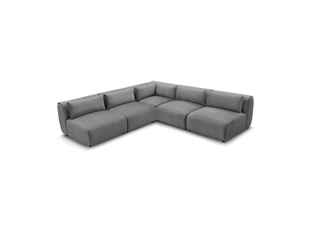 Jeanne - Modular Fixed Corner Sofa - Velvet Fabric with 4 Armless Chairs and 1 Corner Unit