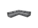 Jeanne - Modular Fixed Corner Sofa - Velvet Fabric with 4 Armless Chairs and 1 Corner Unit