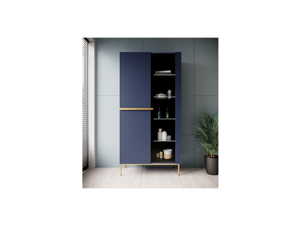 Display Cabinet 2 Doors - Kasha - Gold Legs