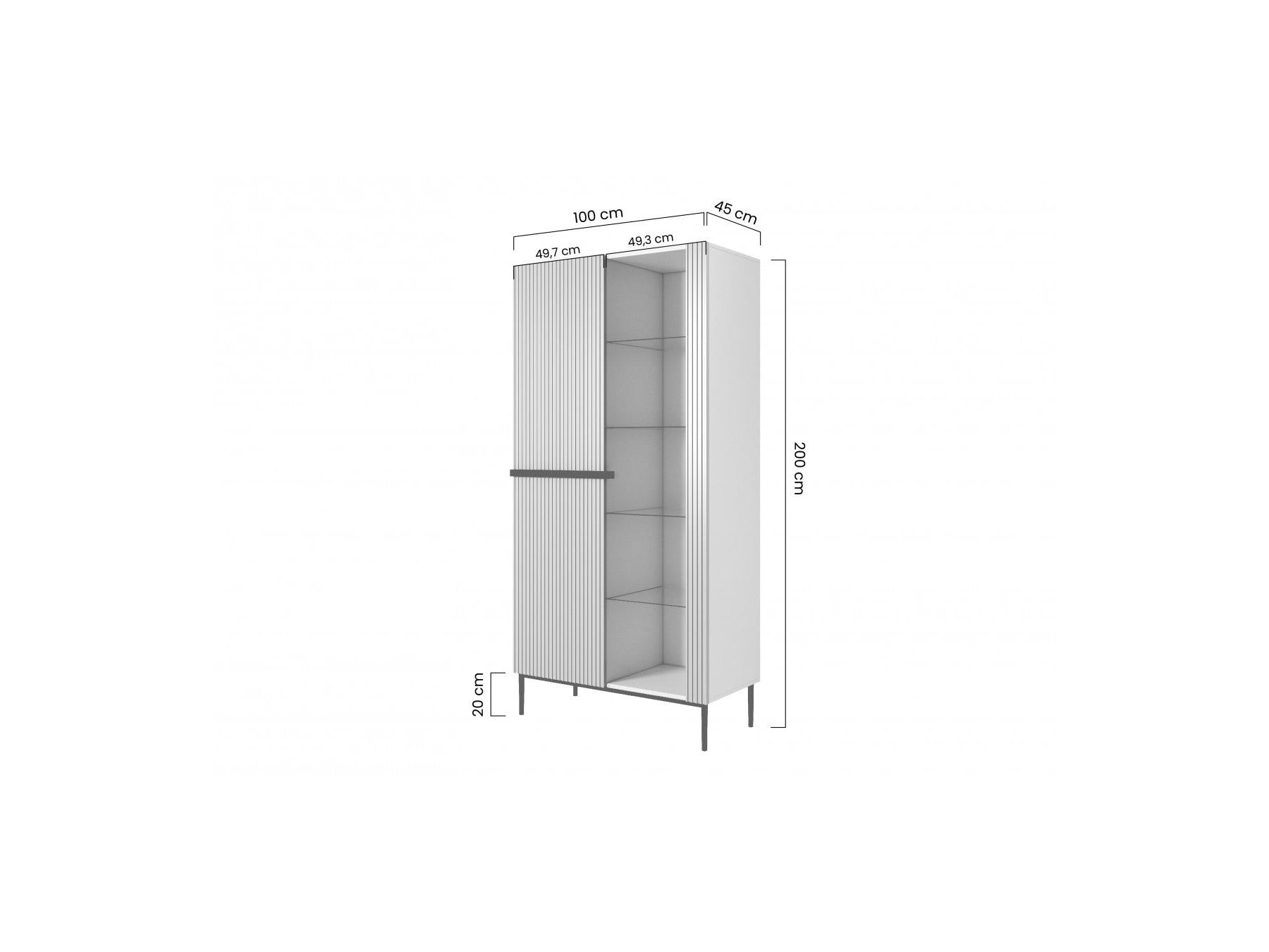 Kasha - Meuble Vitrine 2 Portes - Pieds Noirs