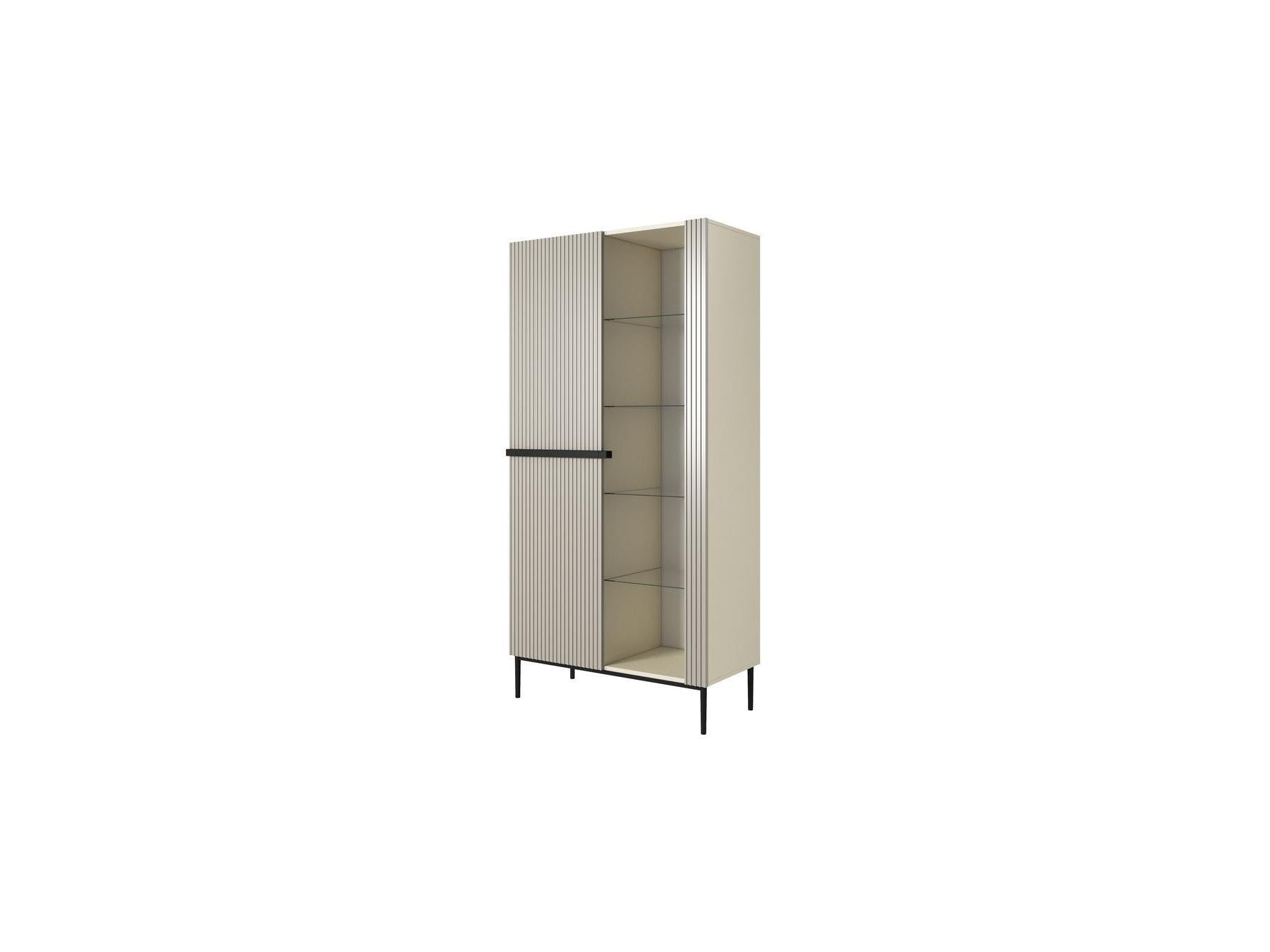 Kasha - Meuble Vitrine 2 Portes - Pieds Noirs
