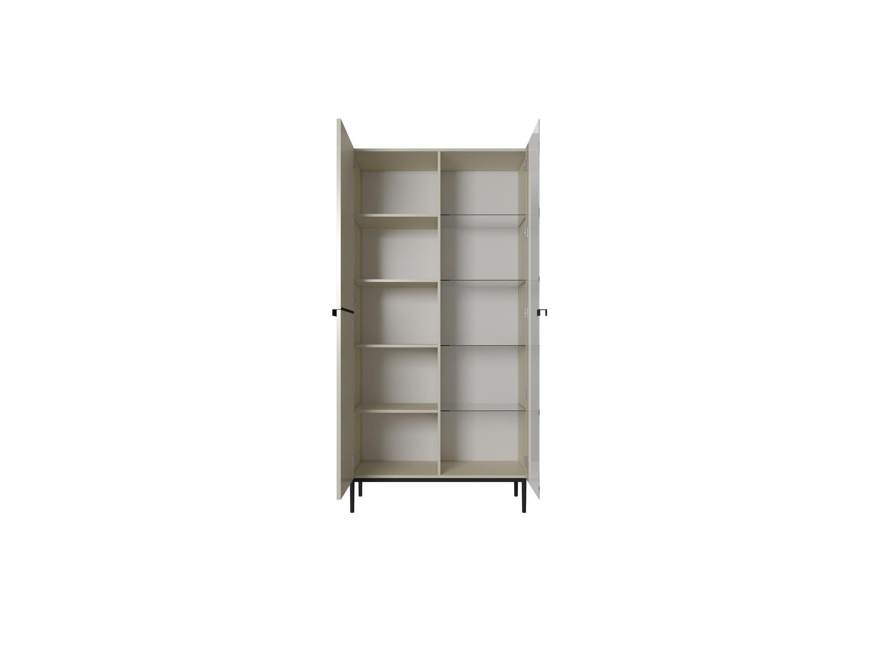 Kasha - Meuble Vitrine 2 Portes - Pieds Noirs