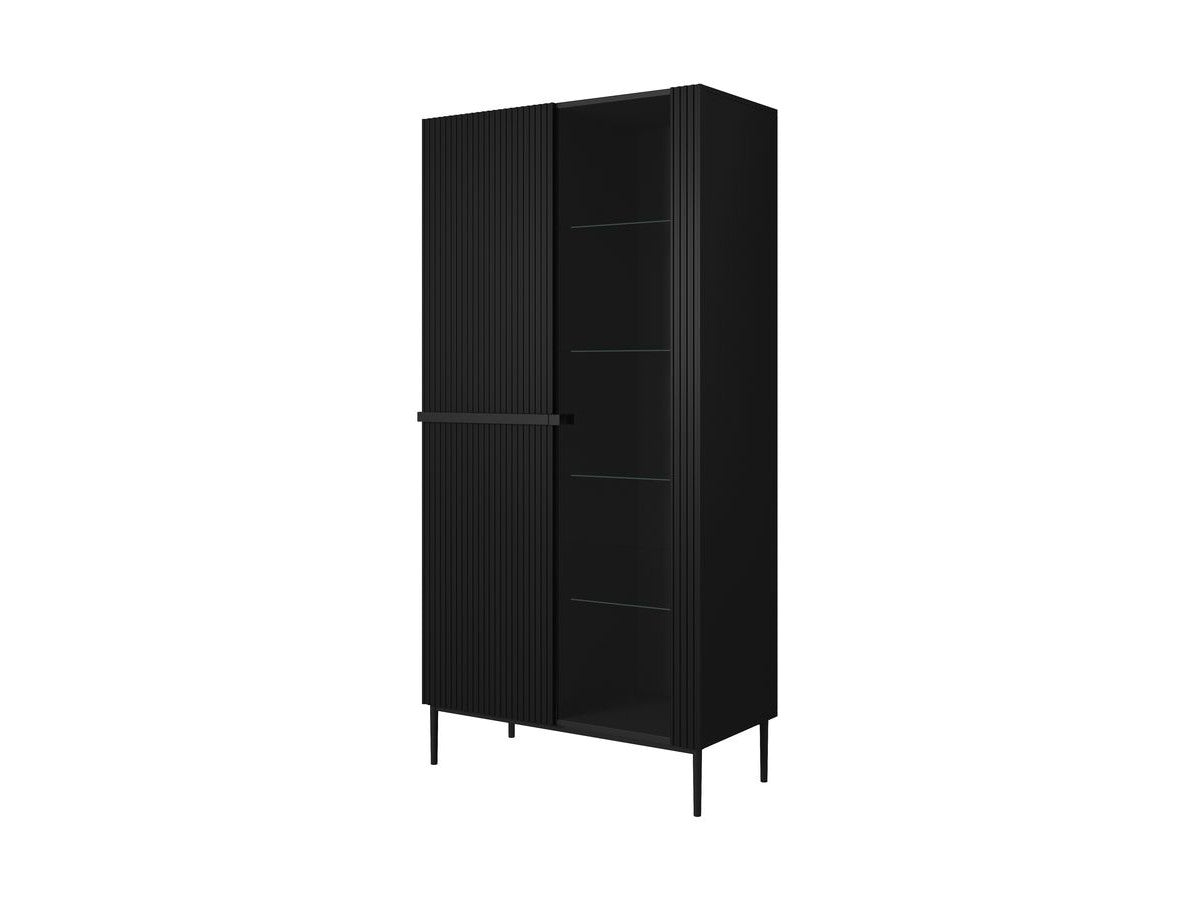 Kasha - Meuble Vitrine 2 Portes - Pieds Noirs