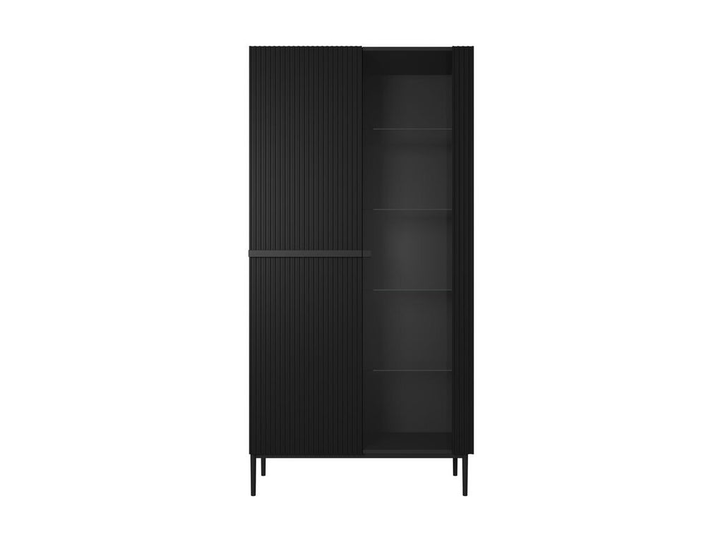 Kasha - Meuble Vitrine 2 Portes - Pieds Noirs