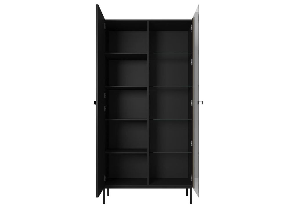Kasha - Meuble Vitrine 2 Portes - Pieds Noirs