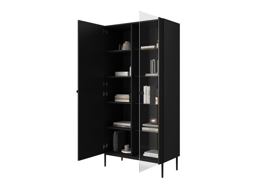 Kasha - Meuble Vitrine 2 Portes - Pieds Noirs