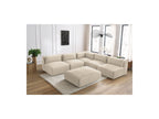 Modular Fixed Corner Sofa Jeanne Velvet Fabric with 4 Armchairs, 1 Corner and 1 Ottoman