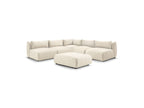 Modular Fixed Corner Sofa Jeanne Velvet Fabric with 4 Armchairs, 1 Corner and 1 Ottoman