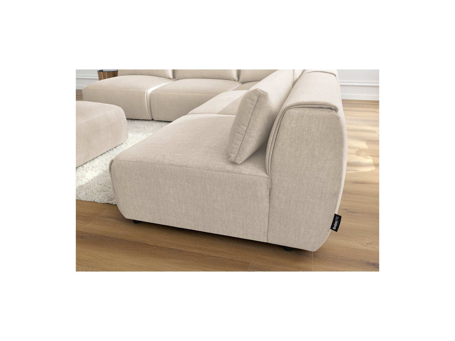 Modular Fixed Corner Sofa Jeanne Velvet Fabric with 4 Armchairs, 1 Corner and 1 Ottoman