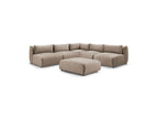 Modular Fixed Corner Sofa Jeanne Velvet Fabric with 4 Armchairs, 1 Corner and 1 Ottoman