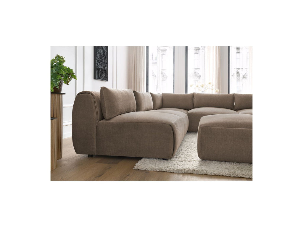 Modular Fixed Corner Sofa Jeanne Velvet Fabric with 4 Armchairs, 1 Corner and 1 Ottoman