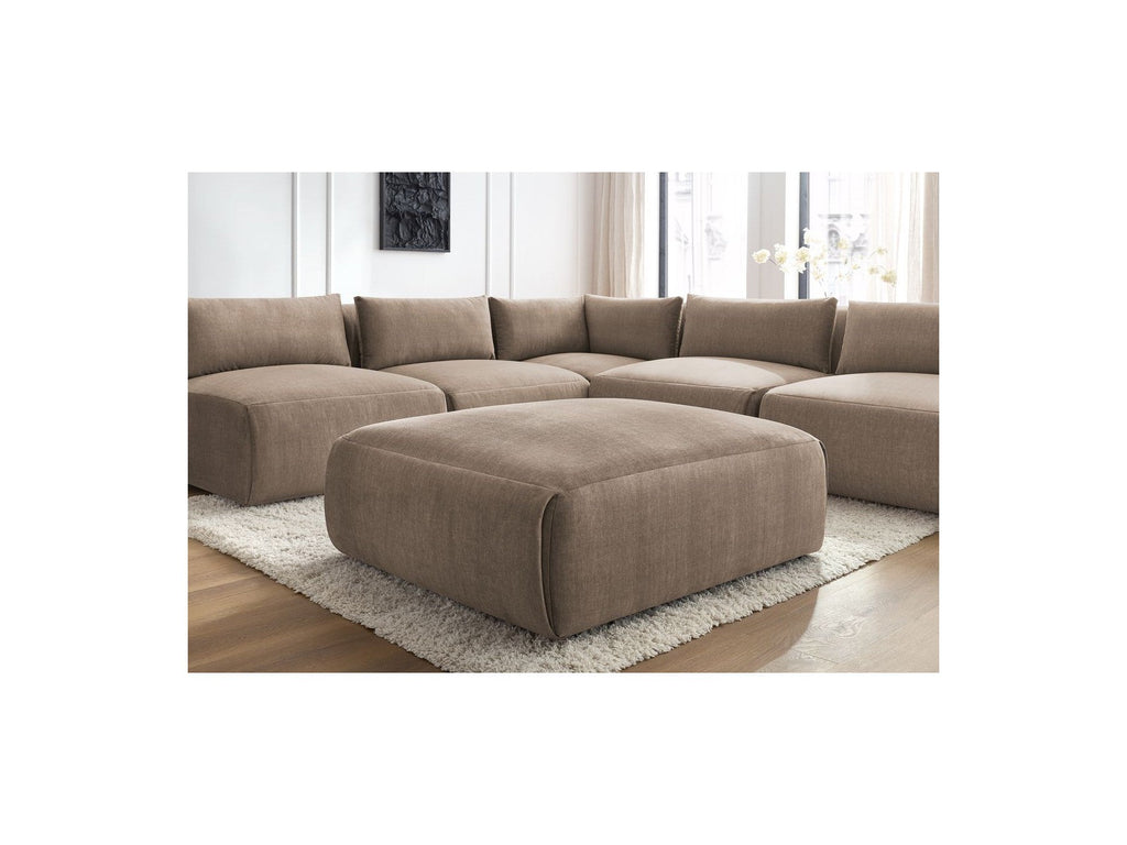 Modular Fixed Corner Sofa Jeanne Velvet Fabric with 4 Armchairs, 1 Corner and 1 Ottoman