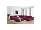 Modular Fixed Corner Sofa Jeanne Velvet Fabric with 4 Armchairs, 1 Corner and 1 Ottoman