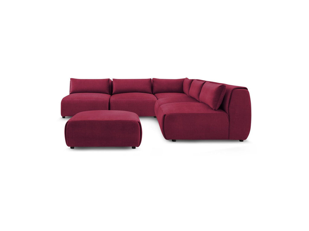 Modular Fixed Corner Sofa Jeanne Velvet Fabric with 4 Armchairs, 1 Corner and 1 Ottoman