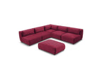 Modular Fixed Corner Sofa Jeanne Velvet Fabric with 4 Armchairs, 1 Corner and 1 Ottoman