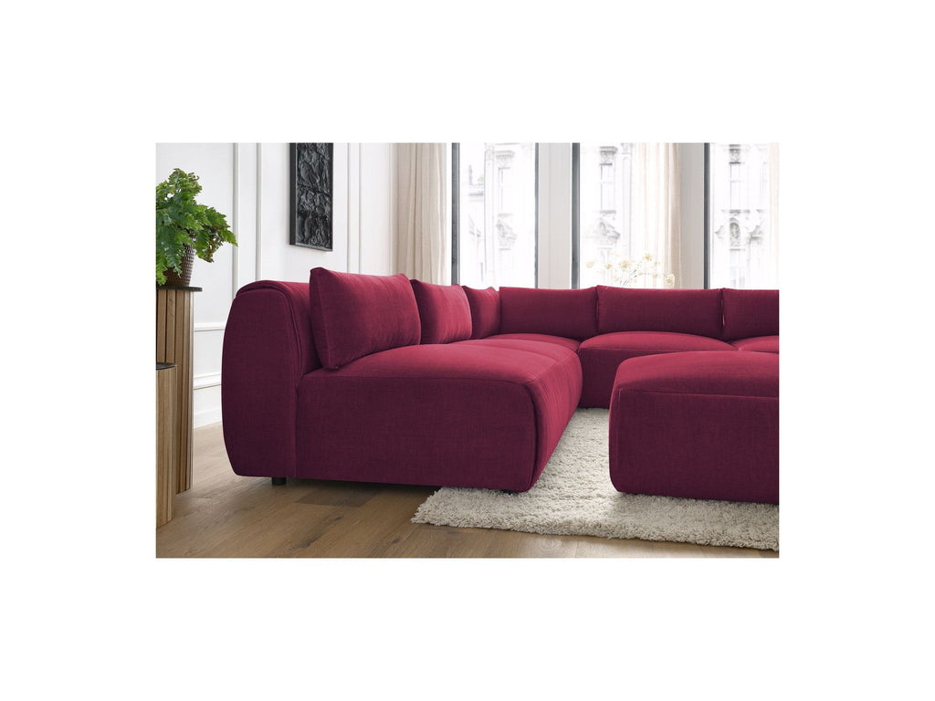 Modular Fixed Corner Sofa Jeanne Velvet Fabric with 4 Armchairs, 1 Corner and 1 Ottoman