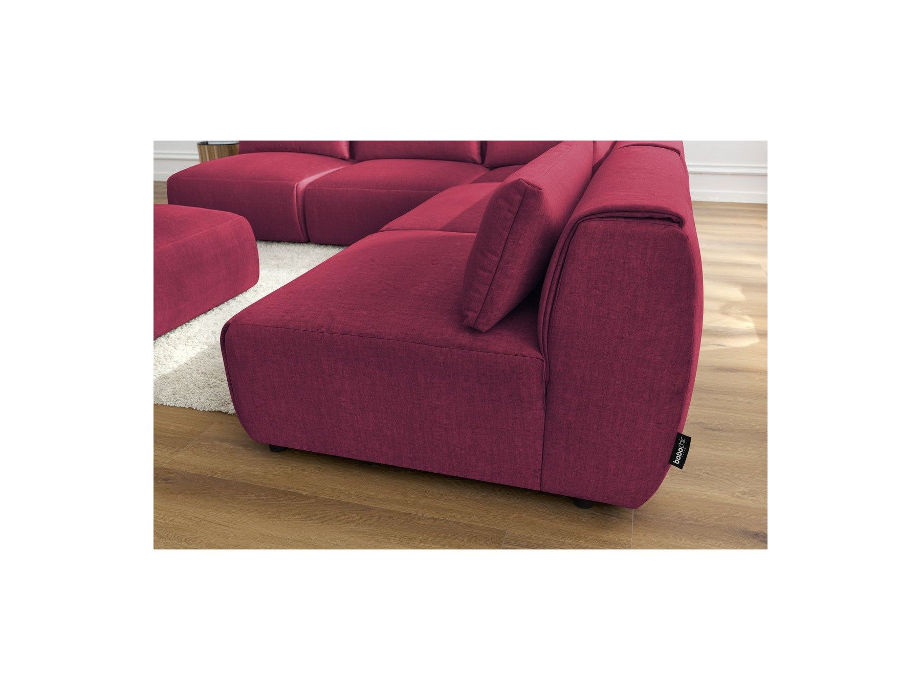 Modular Fixed Corner Sofa Jeanne Velvet Fabric with 4 Armchairs, 1 Corner and 1 Ottoman