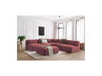 Modular Fixed Corner Sofa Jeanne Velvet Fabric with 4 Armchairs, 1 Corner and 1 Ottoman