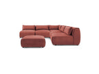 Modular Fixed Corner Sofa Jeanne Velvet Fabric with 4 Armchairs, 1 Corner and 1 Ottoman