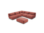 Modular Fixed Corner Sofa Jeanne Velvet Fabric with 4 Armchairs, 1 Corner and 1 Ottoman