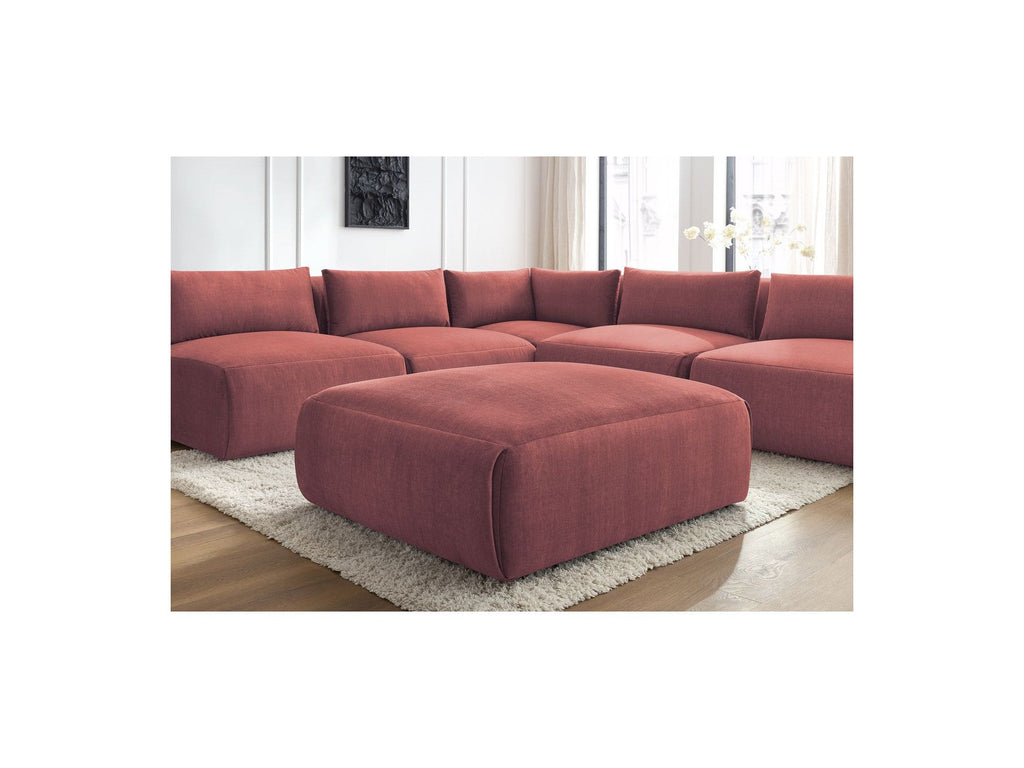 Modular Fixed Corner Sofa Jeanne Velvet Fabric with 4 Armchairs, 1 Corner and 1 Ottoman
