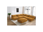 Modular Fixed Corner Sofa Jeanne Velvet Fabric with 4 Armchairs, 1 Corner and 1 Ottoman