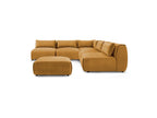 Modular Fixed Corner Sofa Jeanne Velvet Fabric with 4 Armchairs, 1 Corner and 1 Ottoman