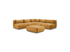 Modular Fixed Corner Sofa Jeanne Velvet Fabric with 4 Armchairs, 1 Corner and 1 Ottoman