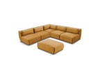 Modular Fixed Corner Sofa Jeanne Velvet Fabric with 4 Armchairs, 1 Corner and 1 Ottoman