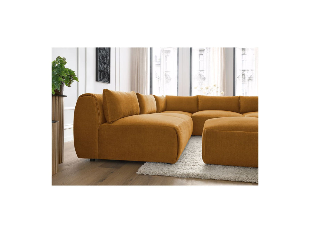 Modular Fixed Corner Sofa Jeanne Velvet Fabric with 4 Armchairs, 1 Corner and 1 Ottoman