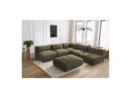Modular Fixed Corner Sofa Jeanne Velvet Fabric with 4 Armchairs, 1 Corner and 1 Ottoman