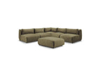 Modular Fixed Corner Sofa Jeanne Velvet Fabric with 4 Armchairs, 1 Corner and 1 Ottoman