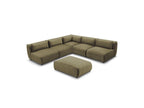 Modular Fixed Corner Sofa Jeanne Velvet Fabric with 4 Armchairs, 1 Corner and 1 Ottoman