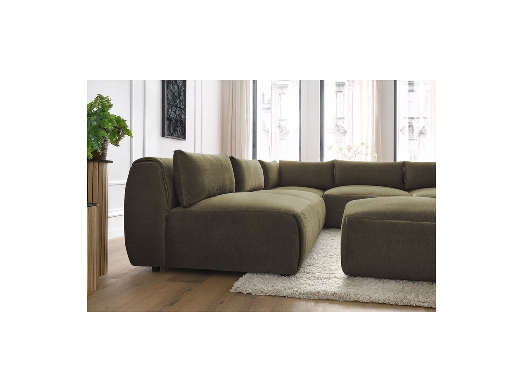 Modular Fixed Corner Sofa Jeanne Velvet Fabric with 4 Armchairs, 1 Corner and 1 Ottoman