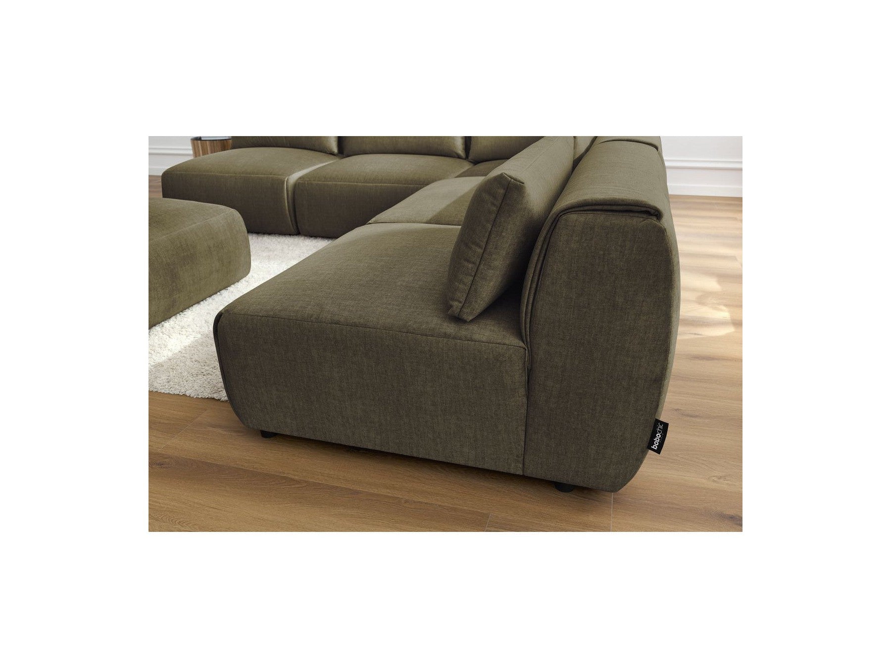 Modular Fixed Corner Sofa Jeanne Velvet Fabric with 4 Armchairs, 1 Corner and 1 Ottoman