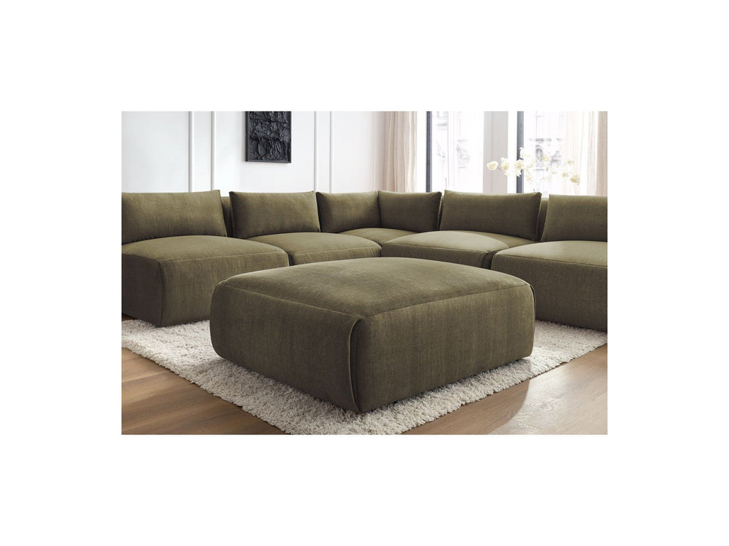 Modular Fixed Corner Sofa Jeanne Velvet Fabric with 4 Armchairs, 1 Corner and 1 Ottoman