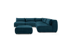 Modular Fixed Corner Sofa Jeanne Velvet Fabric with 4 Armchairs, 1 Corner and 1 Ottoman
