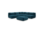 Modular Fixed Corner Sofa Jeanne Velvet Fabric with 4 Armchairs, 1 Corner and 1 Ottoman