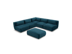 Modular Fixed Corner Sofa Jeanne Velvet Fabric with 4 Armchairs, 1 Corner and 1 Ottoman
