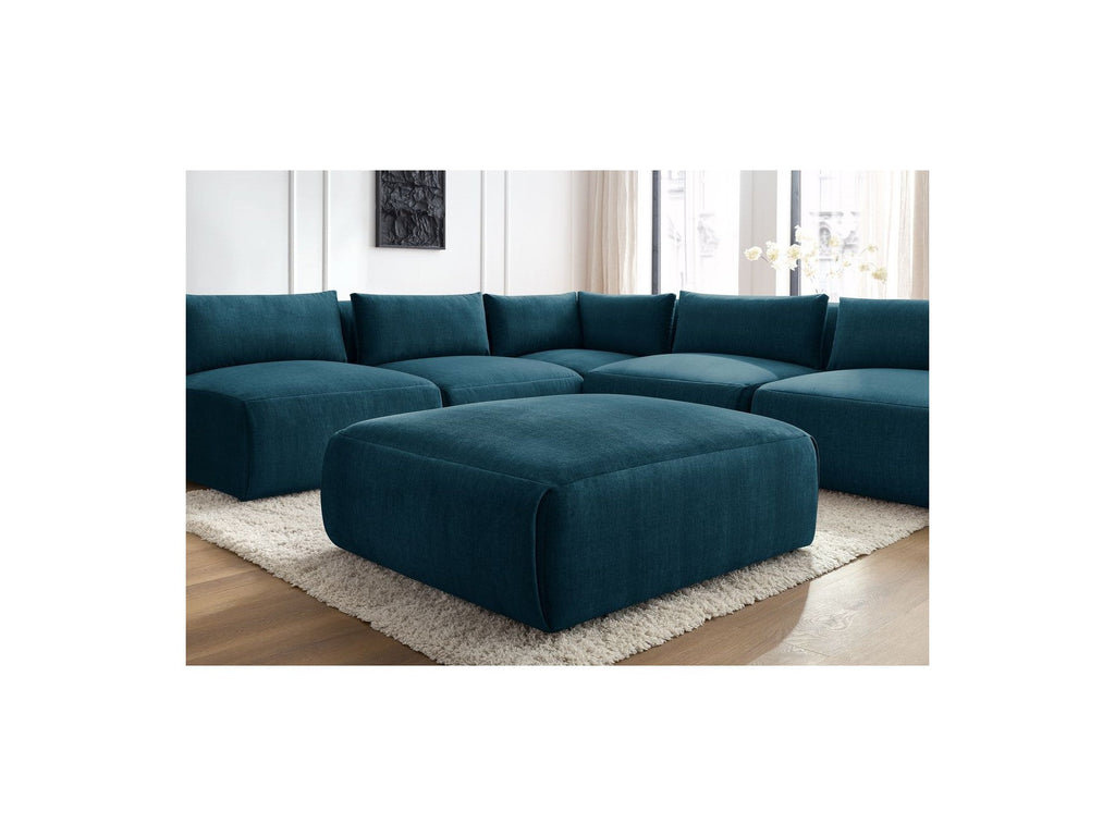 Modular Fixed Corner Sofa Jeanne Velvet Fabric with 4 Armchairs, 1 Corner and 1 Ottoman