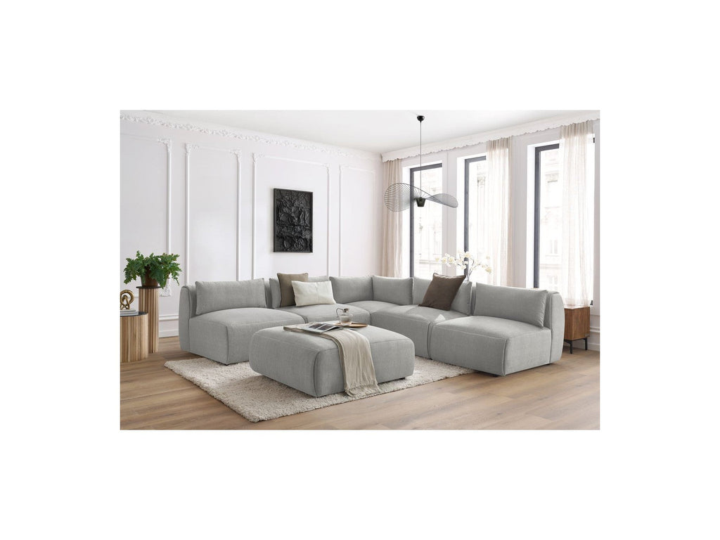 Modular Fixed Corner Sofa Jeanne Velvet Fabric with 4 Armchairs, 1 Corner and 1 Ottoman