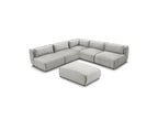 Modular Fixed Corner Sofa Jeanne Velvet Fabric with 4 Armchairs, 1 Corner and 1 Ottoman