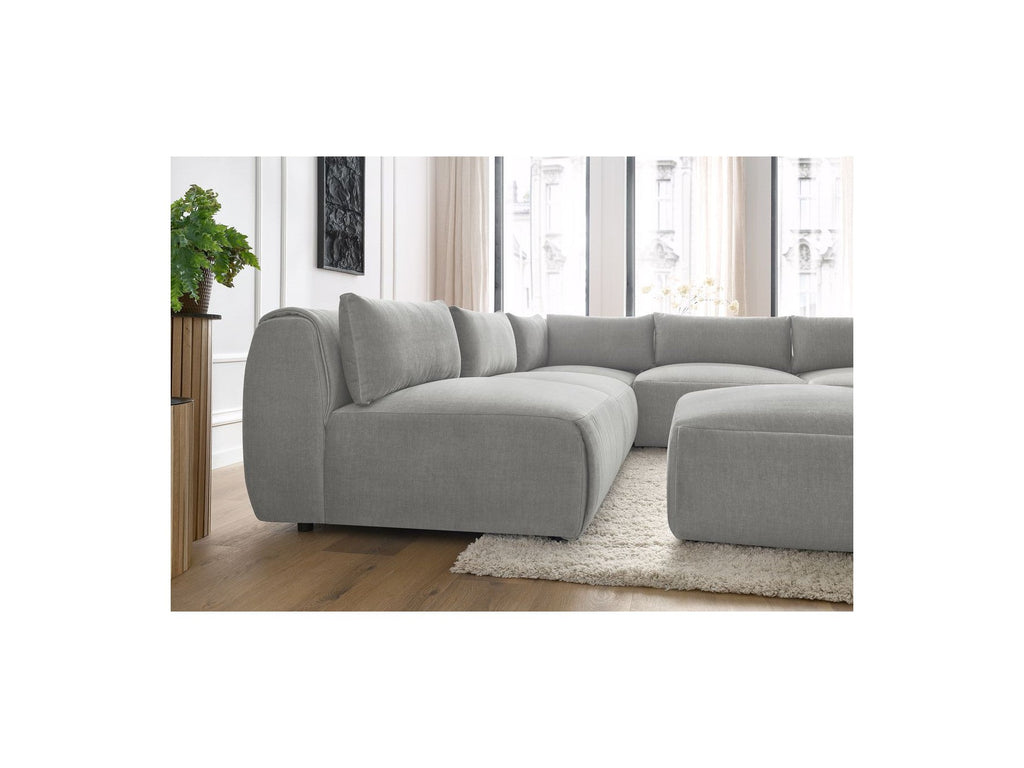 Modular Fixed Corner Sofa Jeanne Velvet Fabric with 4 Armchairs, 1 Corner and 1 Ottoman