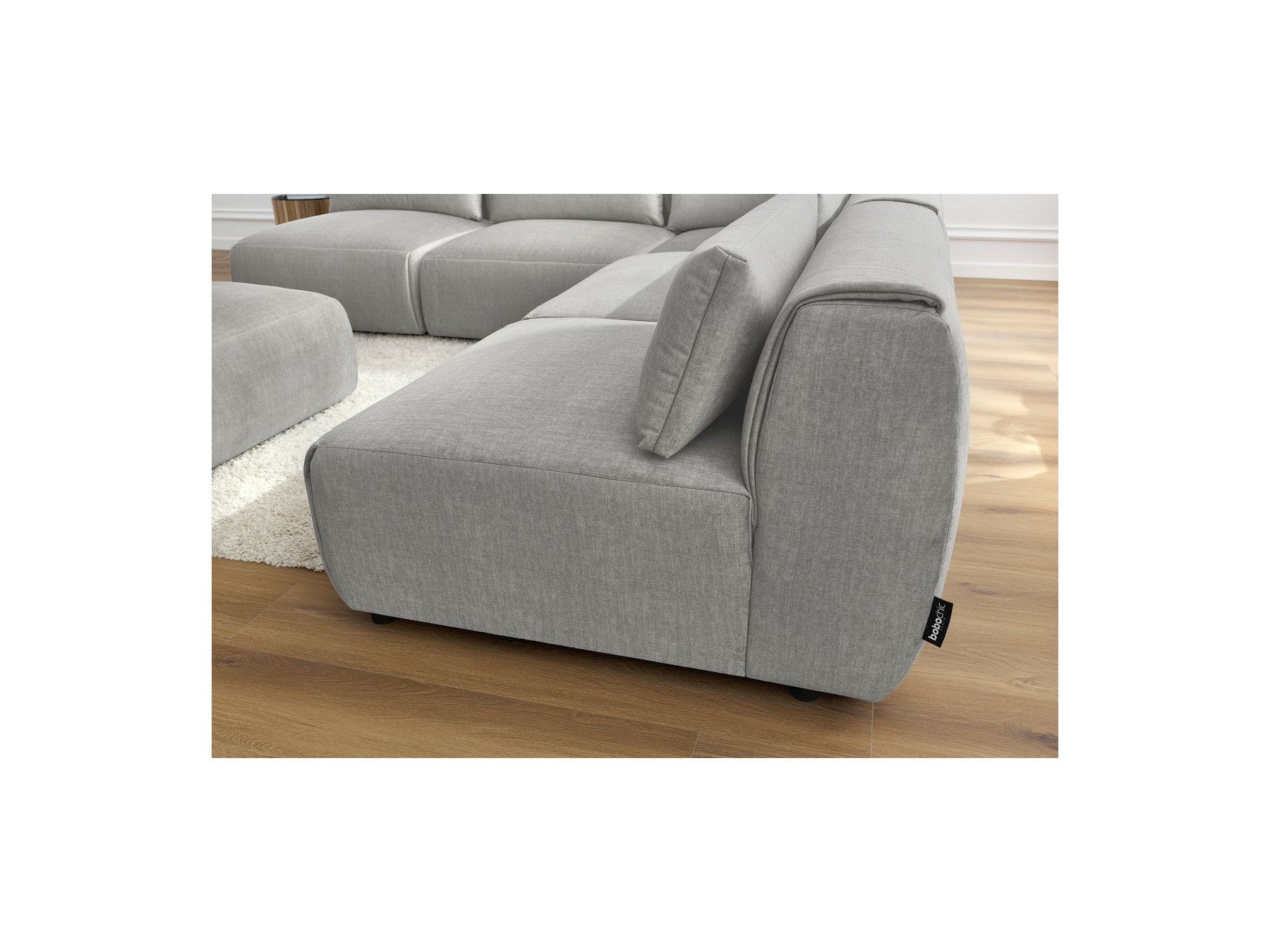 Modular Fixed Corner Sofa Jeanne Velvet Fabric with 4 Armchairs, 1 Corner and 1 Ottoman